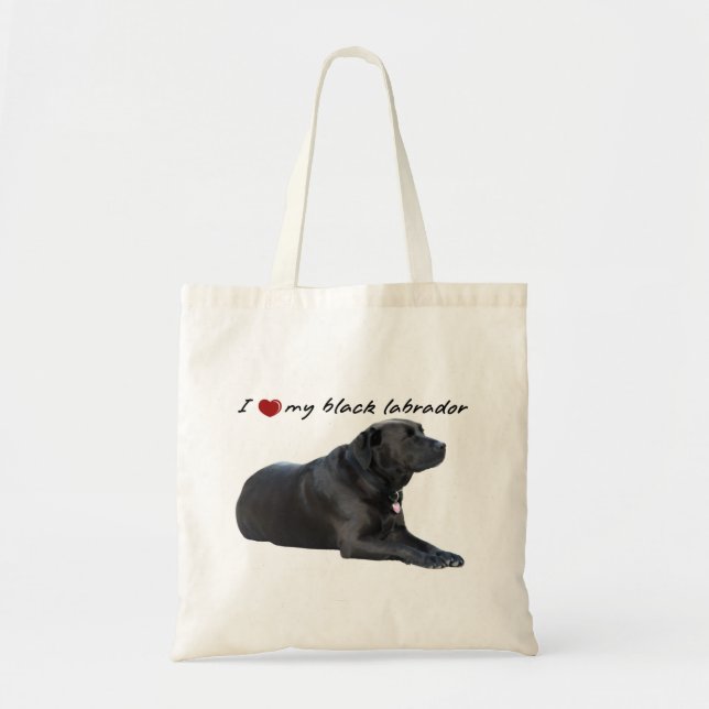 Tote Bag J'ai "coeur mon Labrador Retriever" avec une photo (Devant)