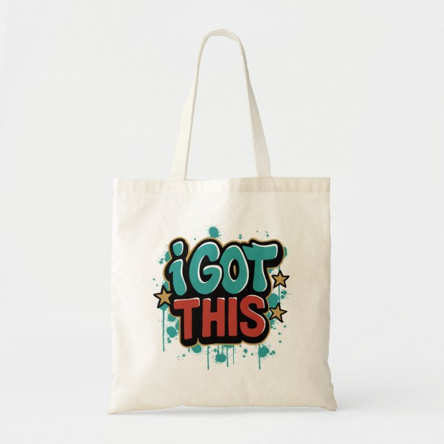 Tote Bag J'AI EU CE Style Graffiti Typographie Motivationne (Devant)