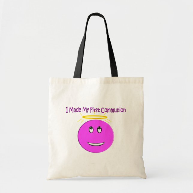 Tote Bag J'ai fait à ma première communion le grand rose (Devant)