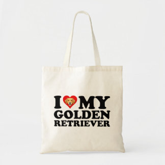 Tote Bag J'aime (Cœur) Mon Golden Retriever