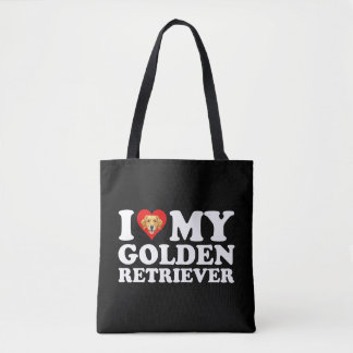 Tote Bag J'aime (Cœur) Mon Golden Retriever