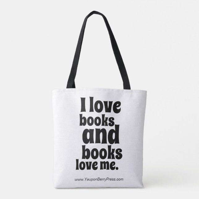 Tote Bag J'aime des livres Fourre-tout (blanc et noir) (Dos)