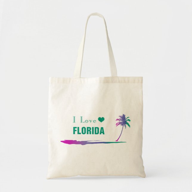 Tote Bag J'Aime Florida Colorful Green (Devant)