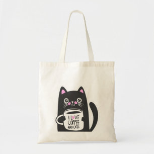 Tote Bag J'aime le café et les chats - Choisir la couleur 