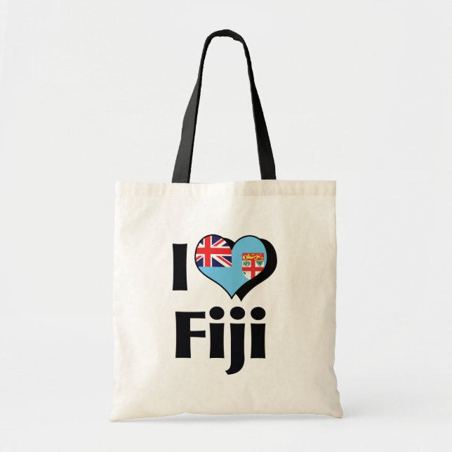 Tote Bag J'aime le drapeau des Fidji (Devant)