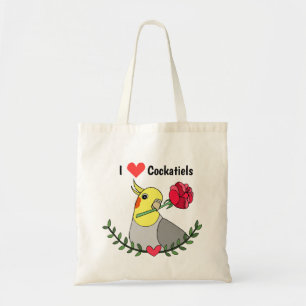 Tote Bag J'aime les cockatiels Cute Funny Cockatiel Bird