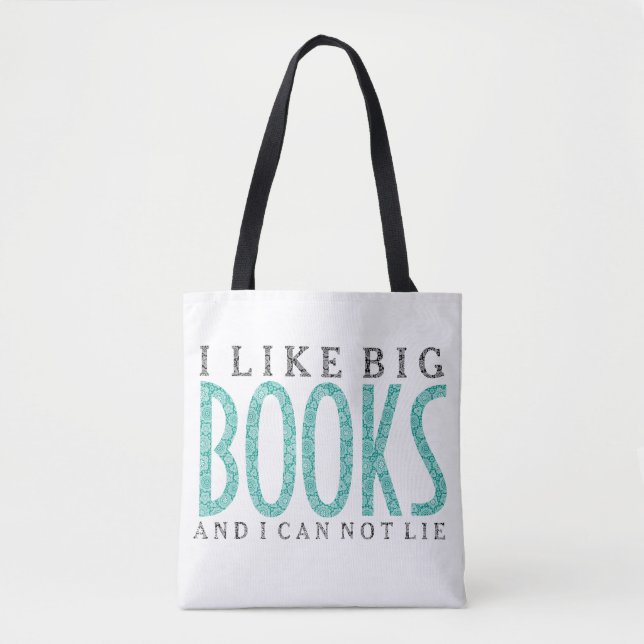 Tote Bag J'Aime Les Gros Livres Conception De Texte Noir Et (Devant)