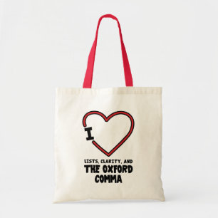 Tote Bag J'aime les listes Clarité Virgule d'Oxford Grammai