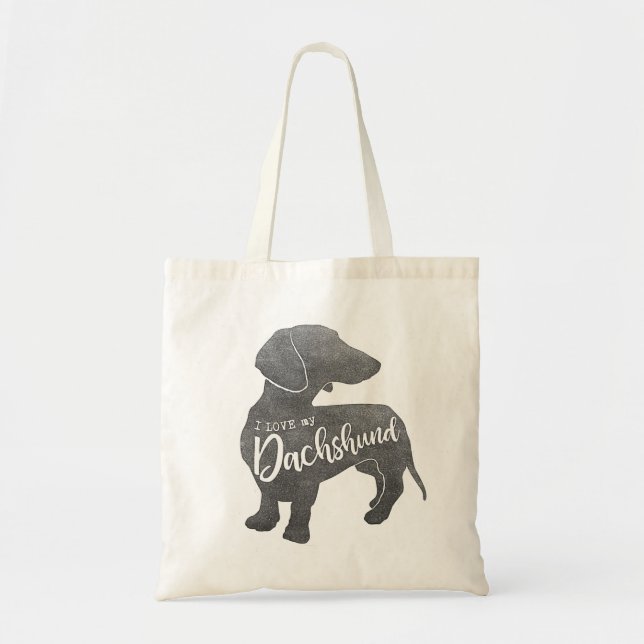 Tote Bag J'aime ma saucisse de Doxie Teckel de teckel (Devant)