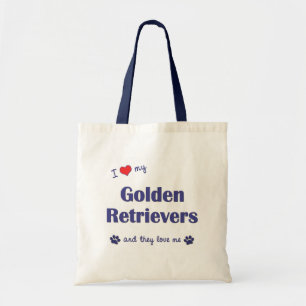 Tote Bag J'aime mes chiens d'arrêt d'or (les chiens
