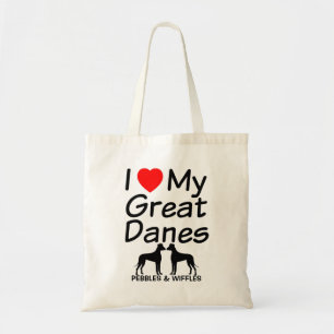 Tote Bag J'Aime Mes DEUX Grands Chiens Danois