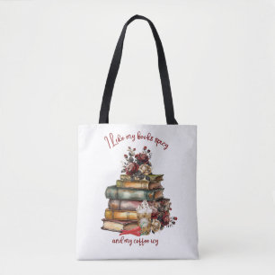 Tote Bag J'aime mes livres épicés et mon café glacé