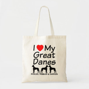 Tote Bag J'Aime Mes TROIS Grands Chiens Danois