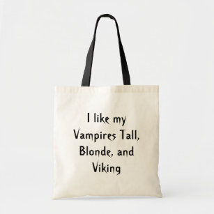 Tote Bag J'aime mes vampires grand, blond, et Viking