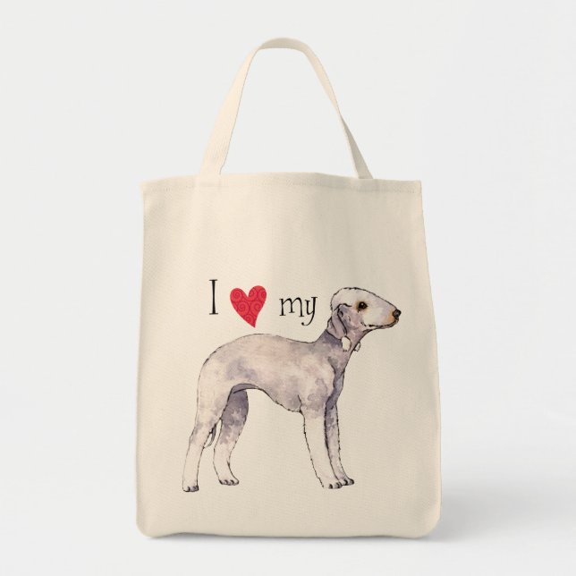 Tote Bag J'aime mon Bedlington Terrier (Devant)