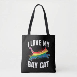 Tote Bag J'aime mon chat gay drôle arc-en-ciel fierté lgbt