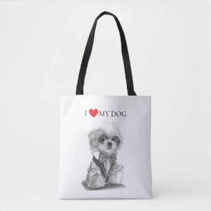 Tote Bag J'aime mon chien Bichon frisé