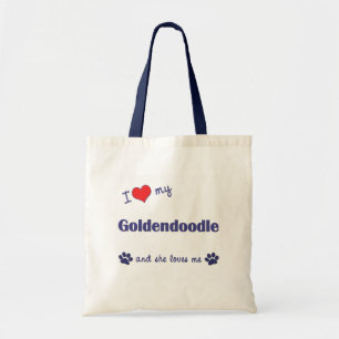 Tote Bag J'aime mon Goldendoodle (le chien femelle)