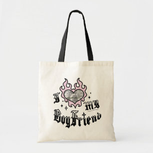 Tote Bag J'aime mon petit ami - Rose - DingusDesign