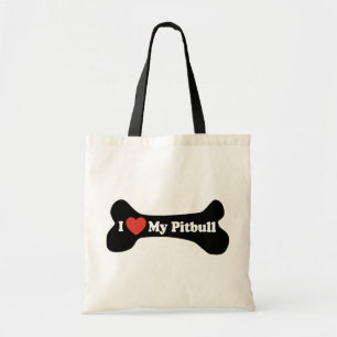 Tote Bag J'aime mon Pitbull - os de chien
