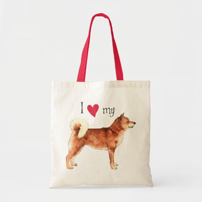 Tote Bag J'aime mon Shiba Inu (Devant)