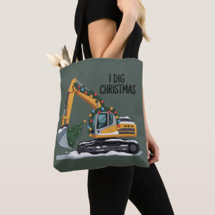 Tote Bag J'aime Noël Excavatrice Santa Boy Drôle Enfants 