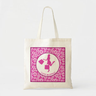 Tote Bag J'Aime Shopping Colorful Pink Floral Modèle