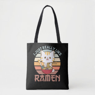 Tote Bag J'Aime Vraiment Ramen Cute Cat Mange Ramen