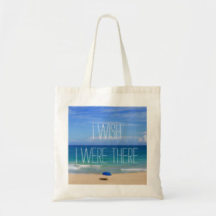 Tote Bag J'Aimerais Être Là - Parapluie De Plage Bleue