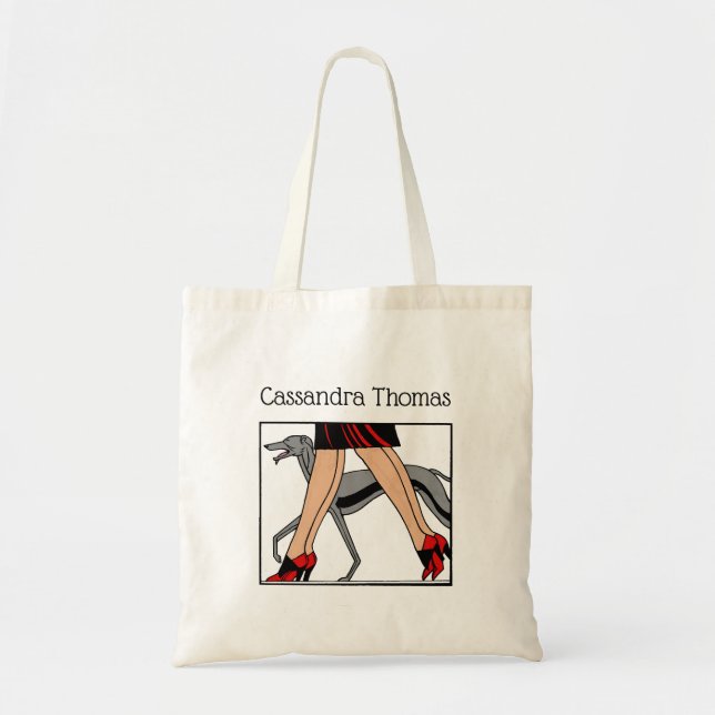 Tote Bag Jambes Art déco femmes Greyhound Whippet Chien R (Devant)
