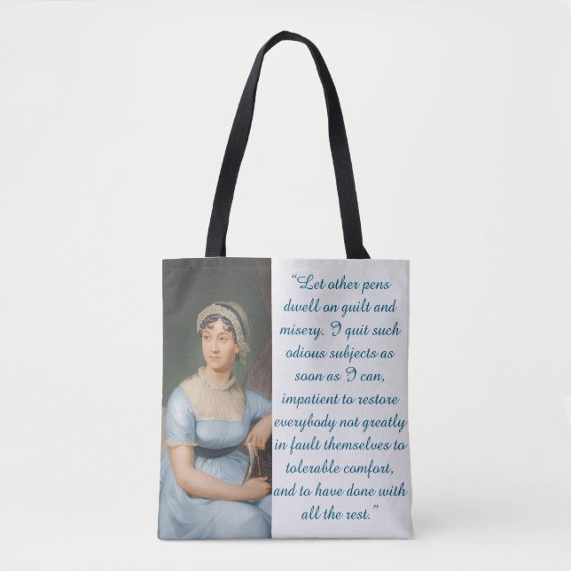 Tote Bag Jane Austen Quote (Blue) (Devant)
