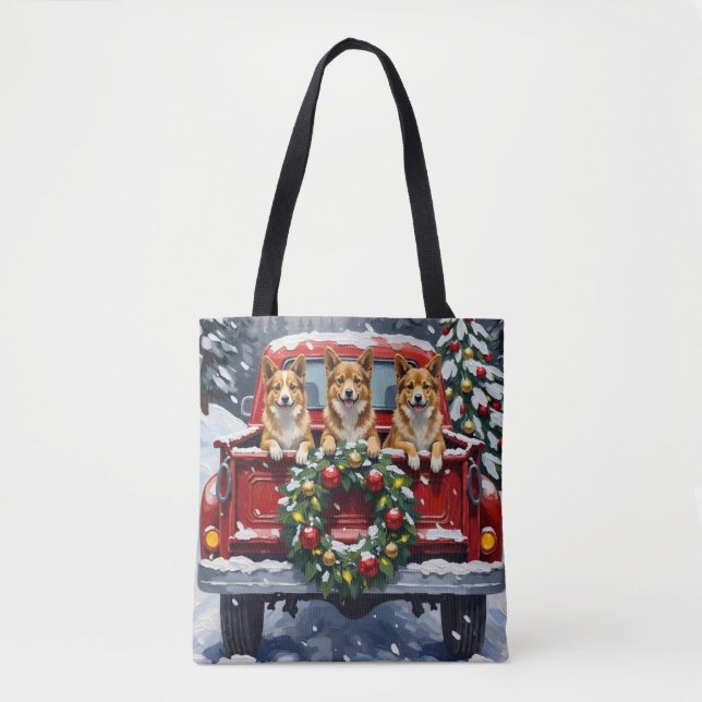 Tote Bag Japanese Chin Christmas Red Truck Holiday (Devant)