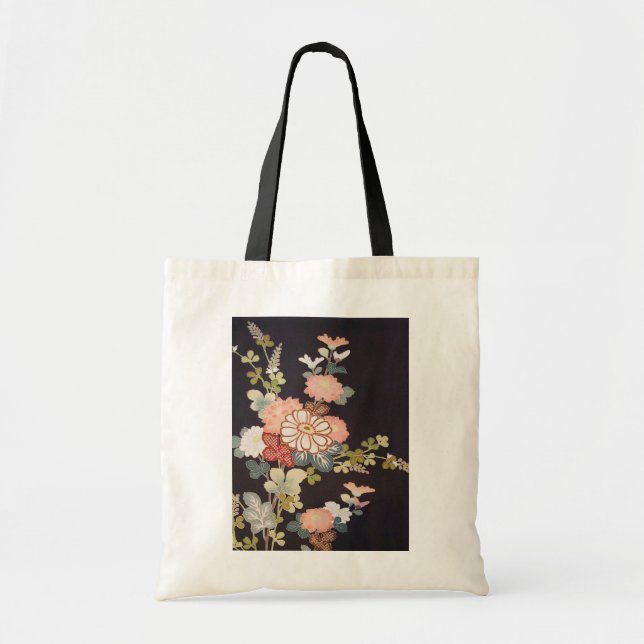 Tote Bag Japonais KIMONO Textile, Floret Motif (Devant)