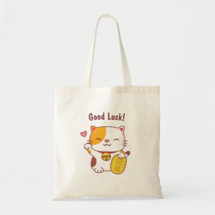 Tote Bag Japonais Maneki Neko Bonne Chance Chat Doodle