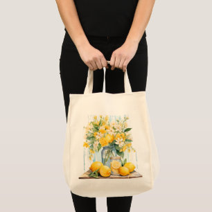 Tote Bag Jar à fleurs de citron d'été