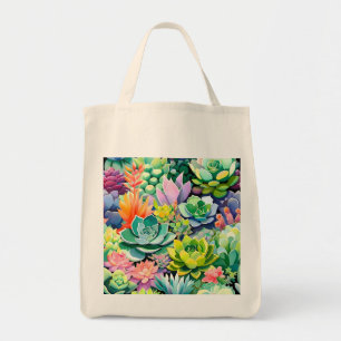 Tote Bag Jardin botanique de succulentes colorées d'été