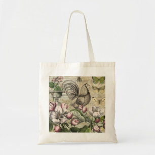Tote Bag Jardin de Coq Vintage Art Collage : Campagne Franç
