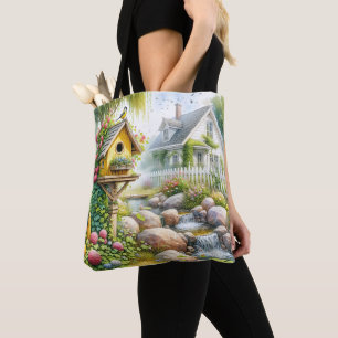 Tote Bag Jardin de cottage fantaisiste Niche à oiseaux Ruis