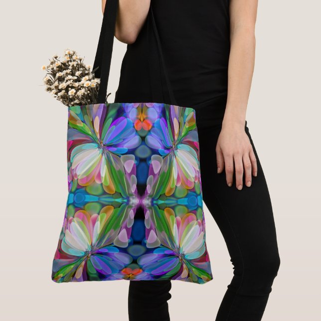 Tote Bag Jardin de Fleur sauvage de libellules Abstrait Flo (De près)