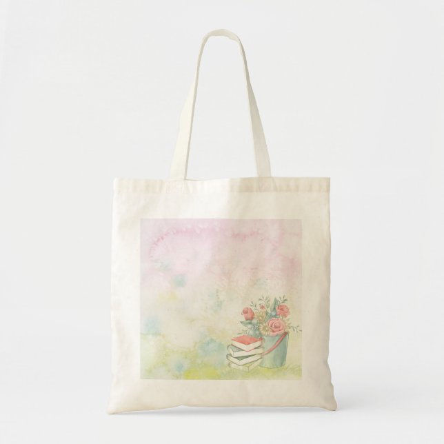 Tote Bag Jardin de fleurs de Modèle d'aquarelle Arrière - p (Devant)