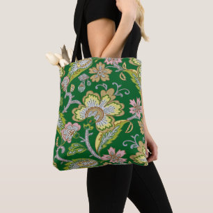 Tote Bag Jardin de Paisley Broderie Florale Stylisée