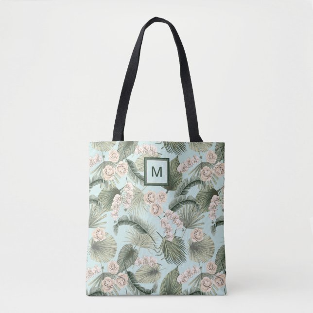 Tote Bag Jardin tropical Motif orchidée et palmier (Devant)