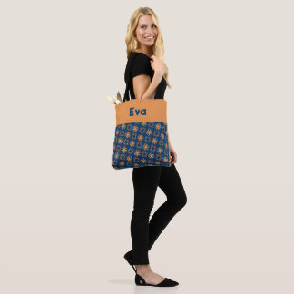 Tote Bag Jasper Orange et Ateneo Blue Flower motif