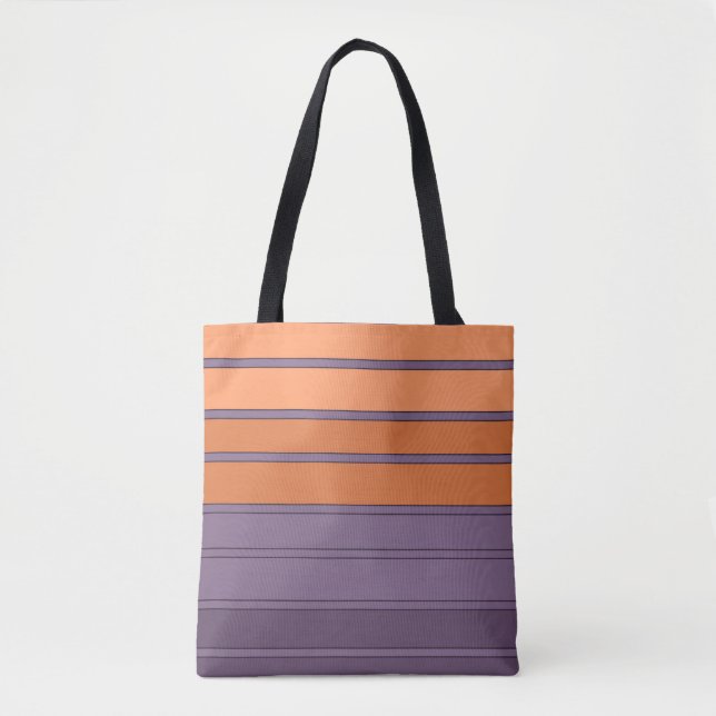 Tote Bag Jaune avec motif rayé lilas (Devant)