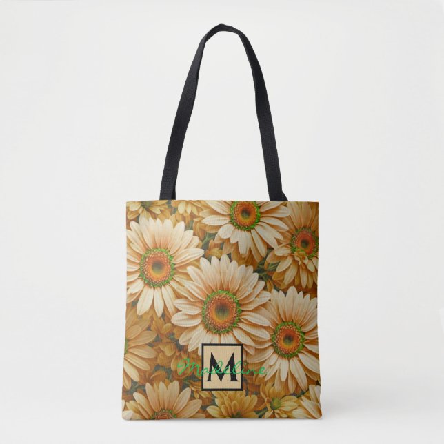 Tote Bag Jaune floral jaune tournesol jaunes marguerites (Devant)