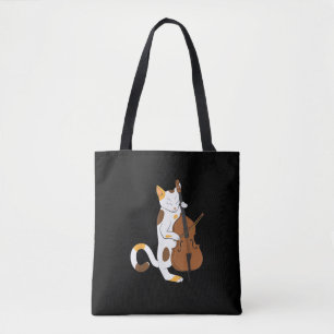 Tote Bag Jazz Cat Shirt Jouer Basse Instrument pour Kitten