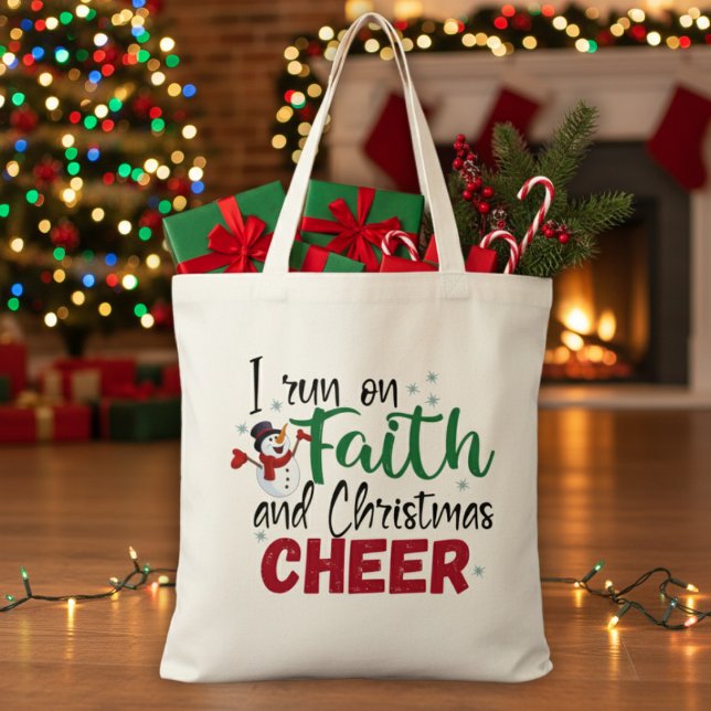 Tote Bag Je cours sur la foi et la fête de Noël (Créateur téléchargé)