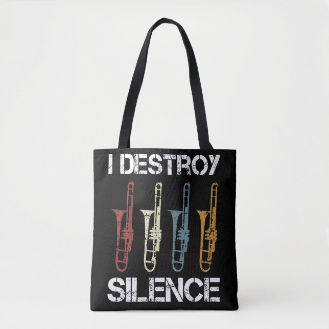Tote Bag Je Détruit La Paix, La Trombone Et Le Tromboniste (Devant)