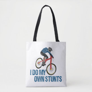 Tote Bag Je Fais Mes Propres Stunts Mountain Biker Vintage