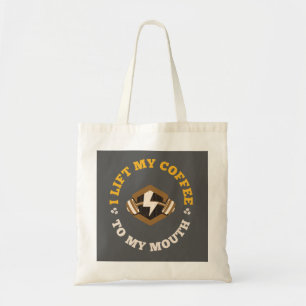 Tote Bag Je lève mon café à ma bouche (Gris/Or)